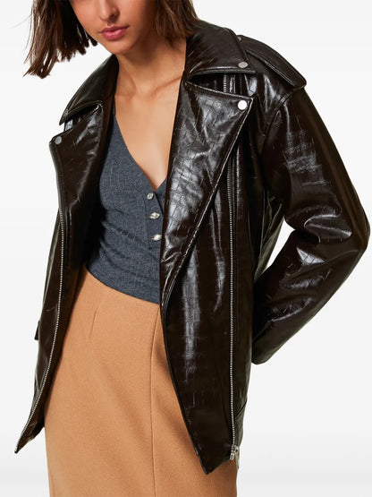 Animal-Pattern Biker Jacket