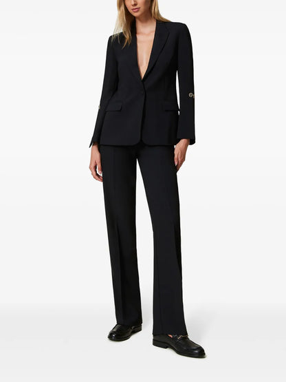 Straight-Leg Cady-Texture Trousers