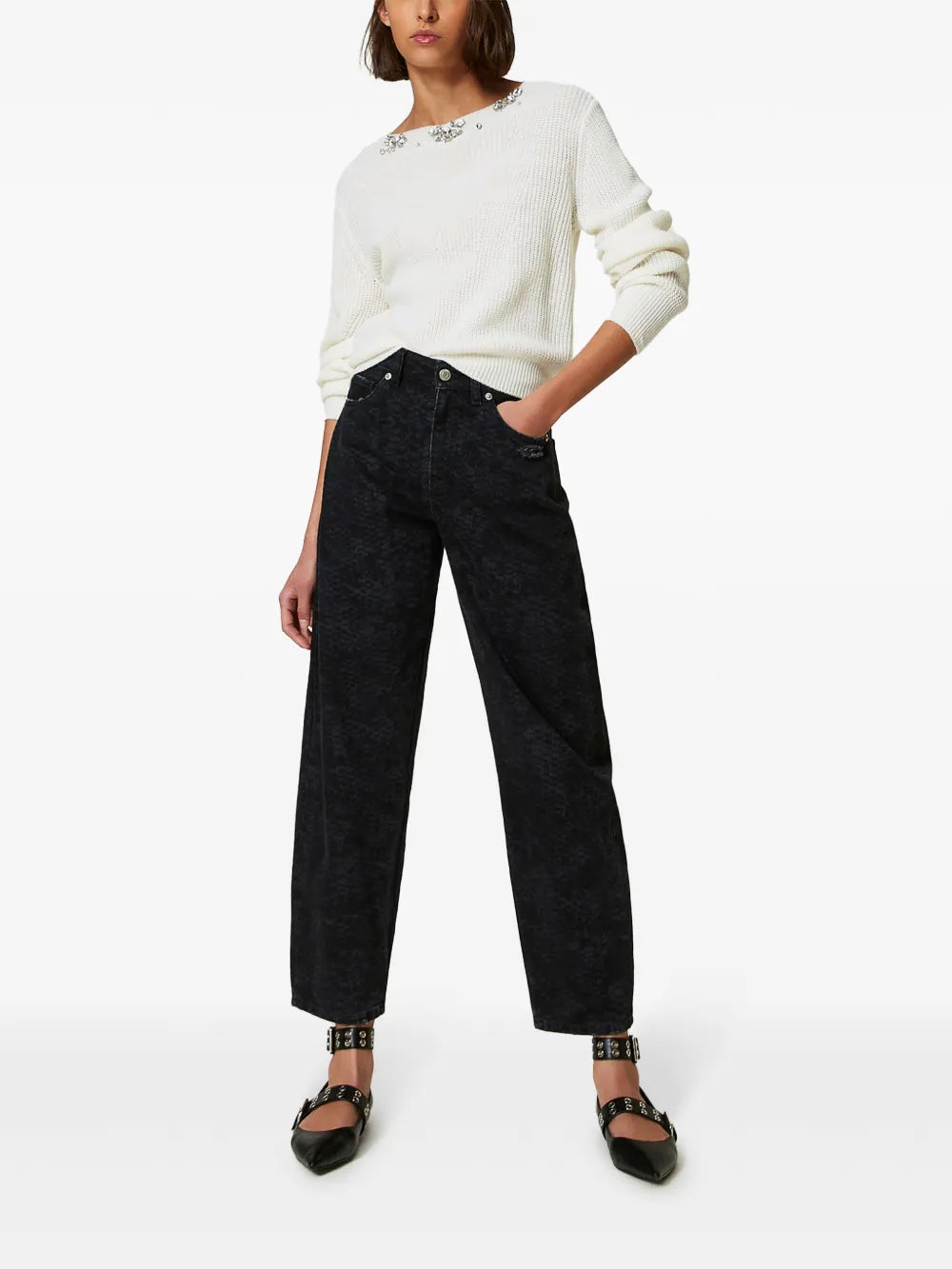 Snake-Print Jeans