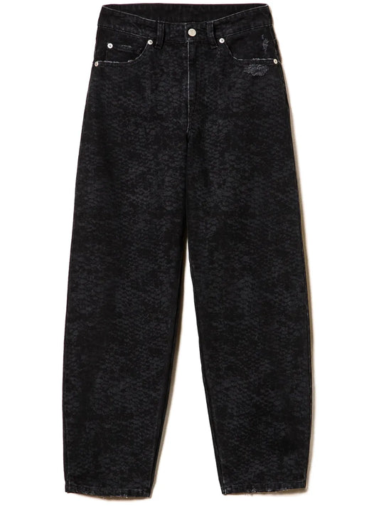 Snake-Print Jeans