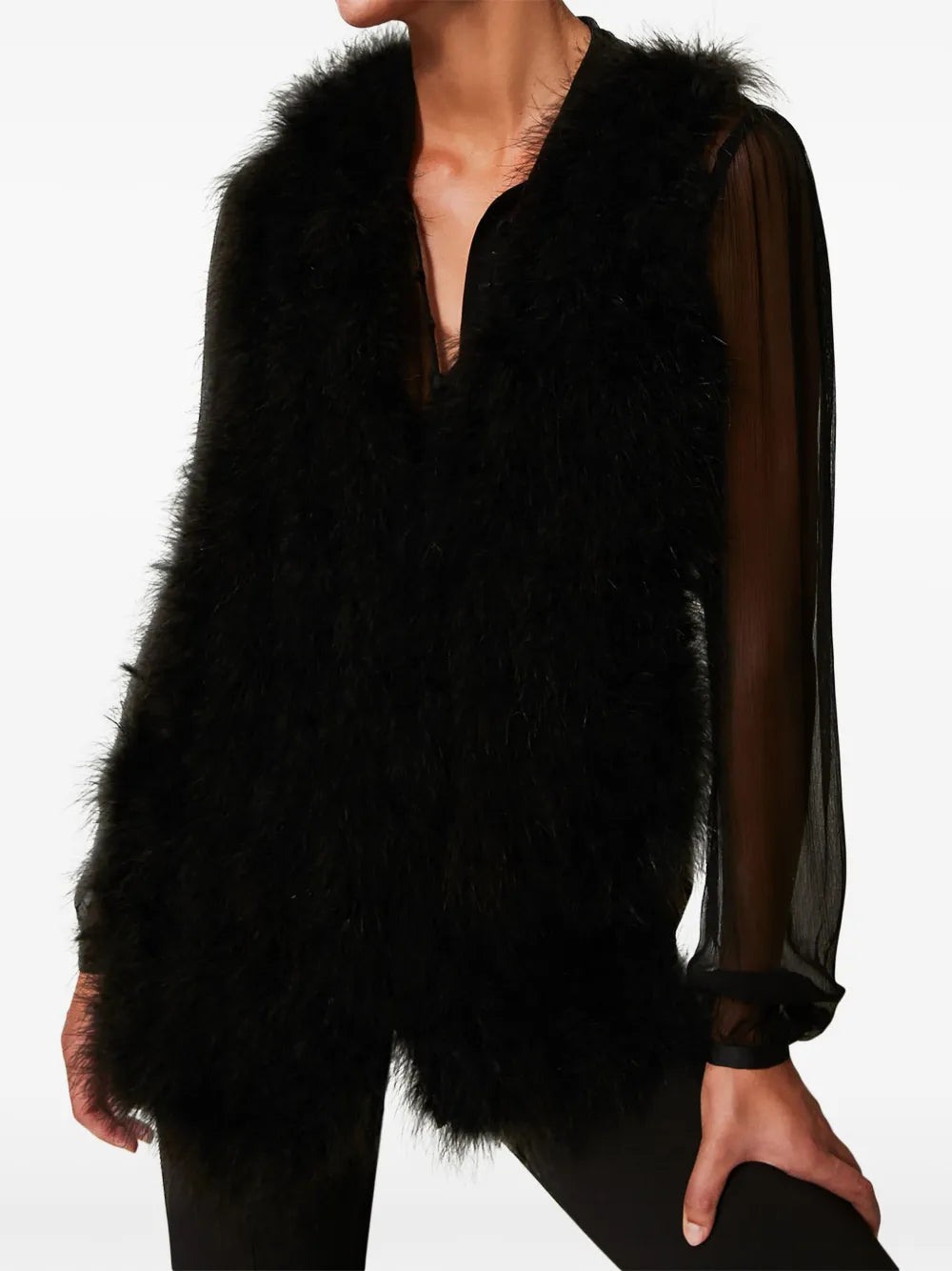 Feather-Embellished Gilet