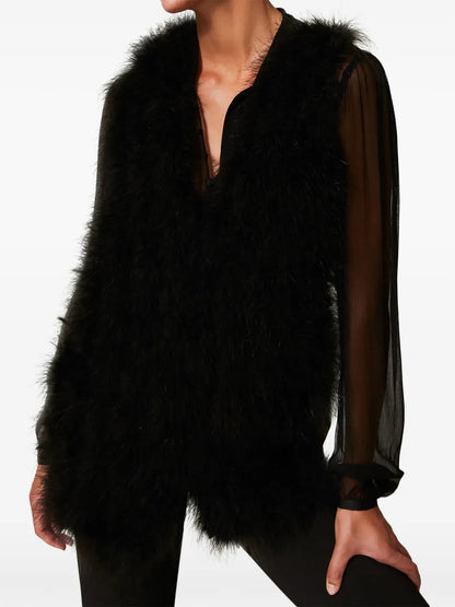 Feather-Embellished Gilet