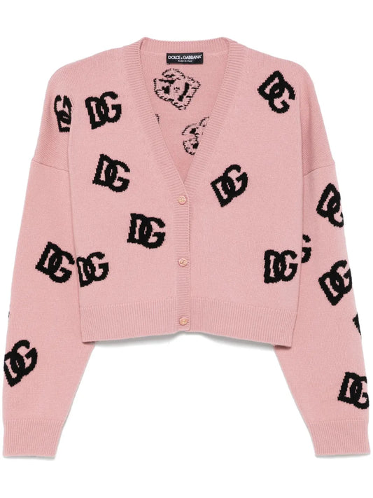 Jacquard-Logo Cropped Cardigan