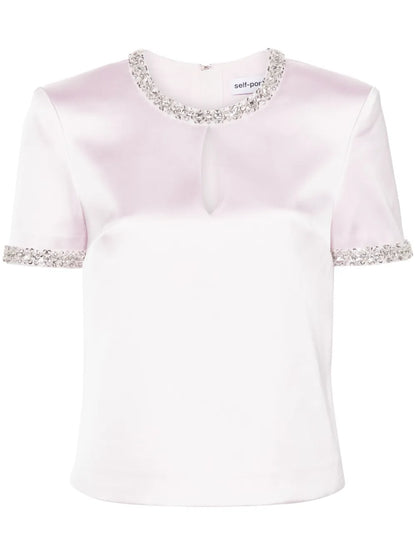Crystal-Embellished Satin Blouse