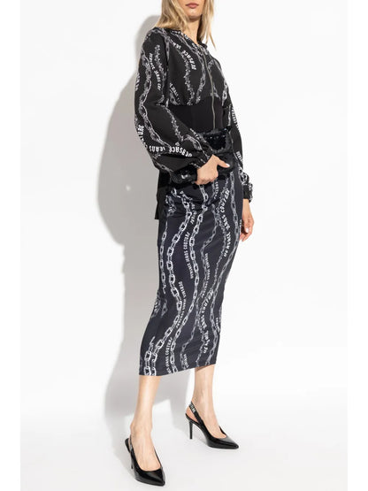 Chain Couture-Print Panelled Hoodie