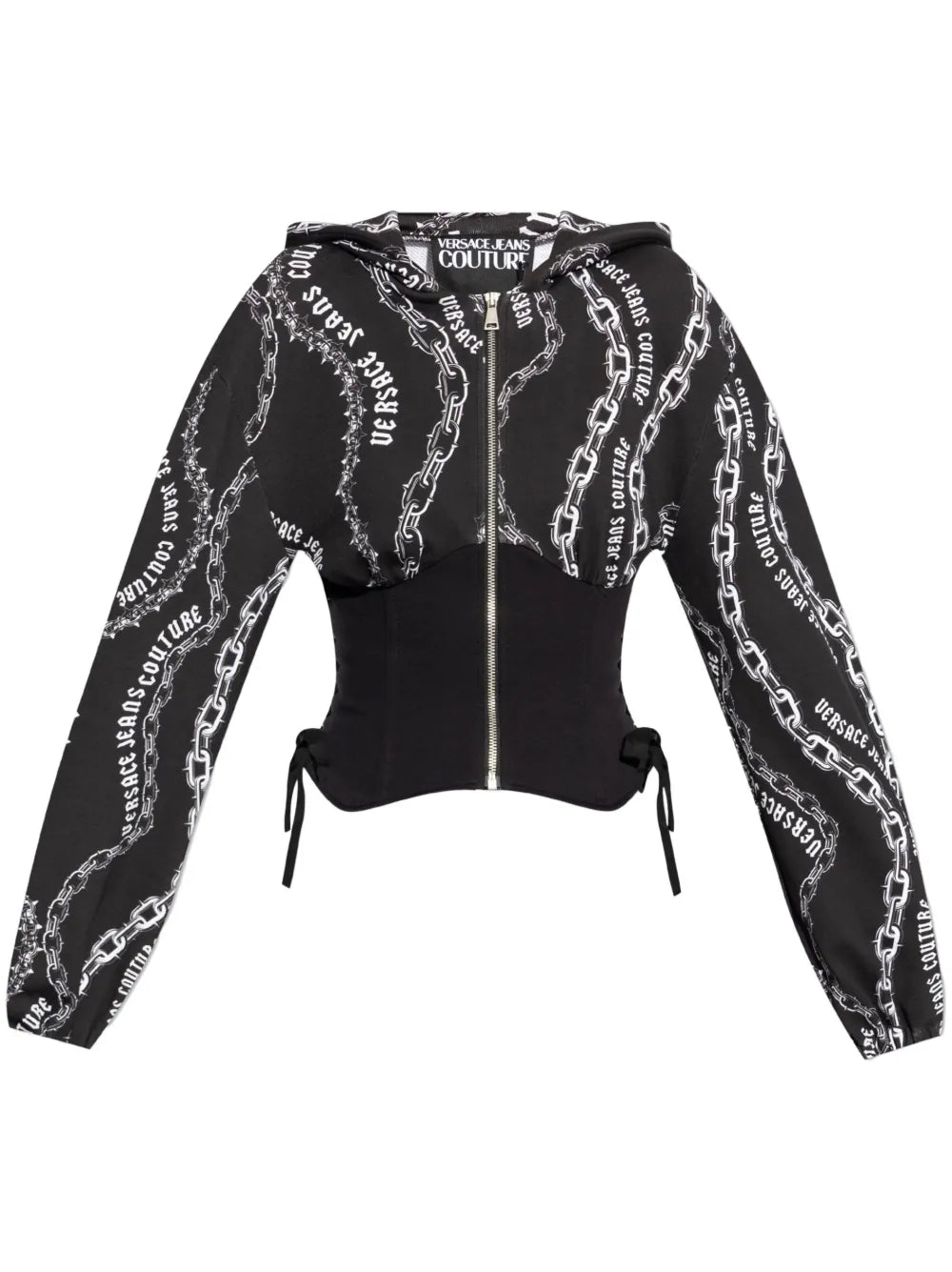 Chain Couture-Print Panelled Hoodie