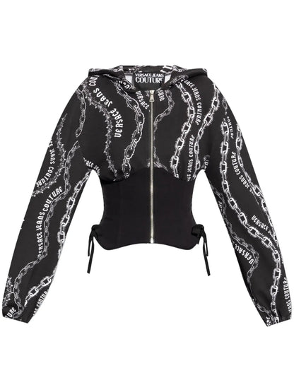 Chain Couture-Print Panelled Hoodie