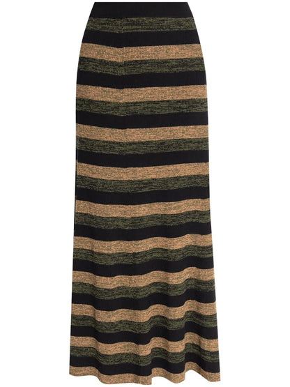 Striped Wool Midi Skirt