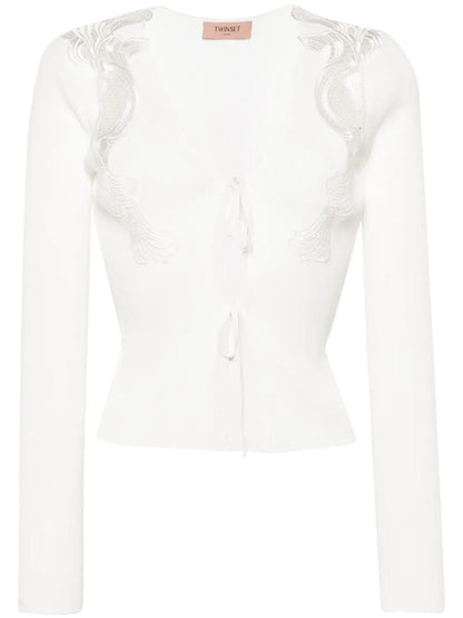 Lace Laced-Up Cardigan