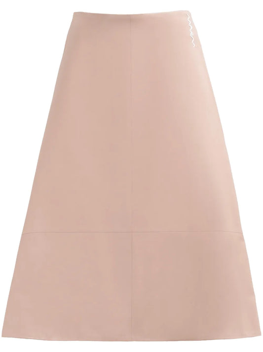 A-Line Leather Midi Skirt