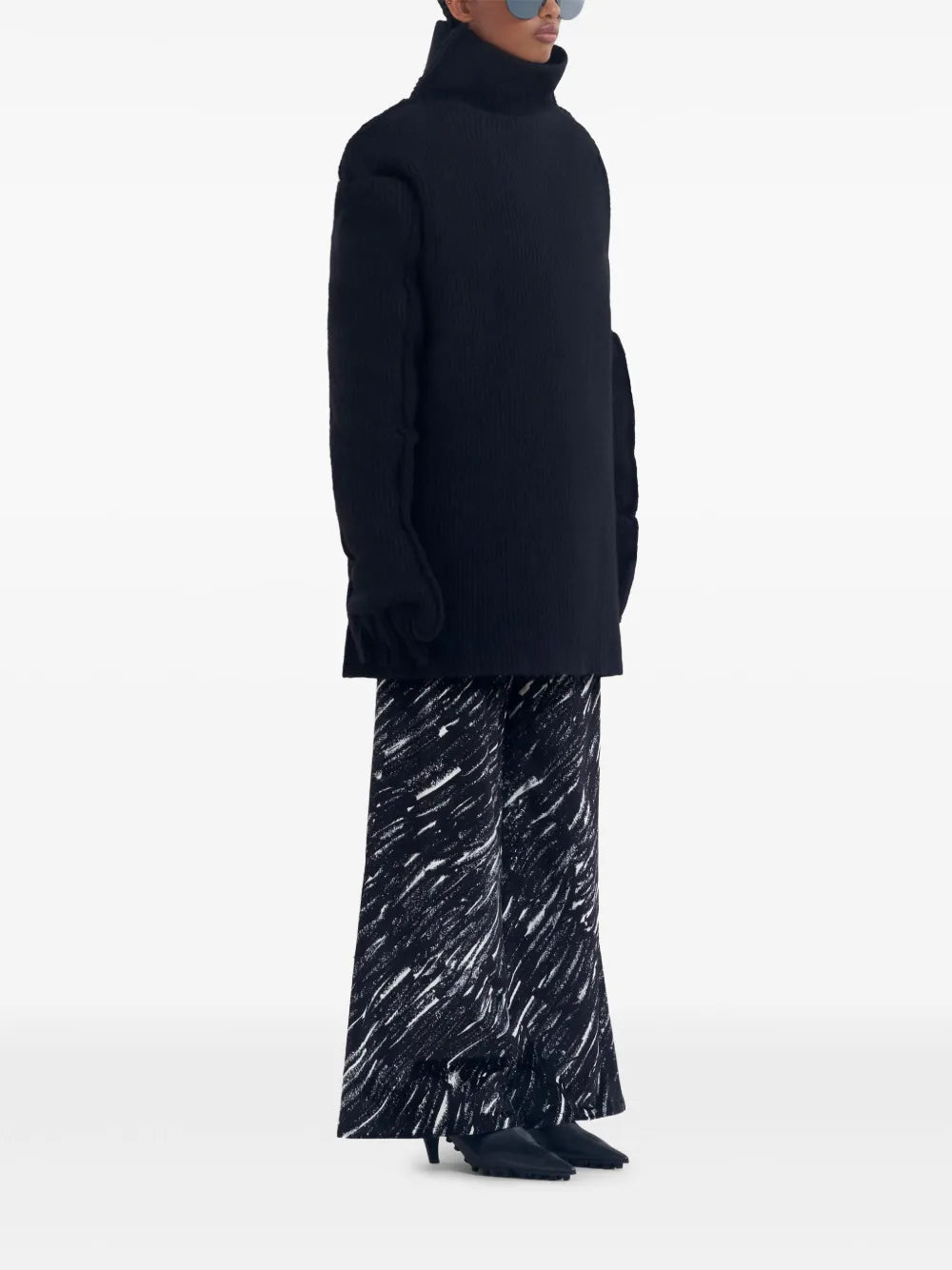 Graphic-Print Wide-Leg Trousers