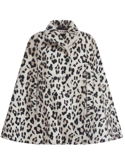 Leopard-Print Wool Cape