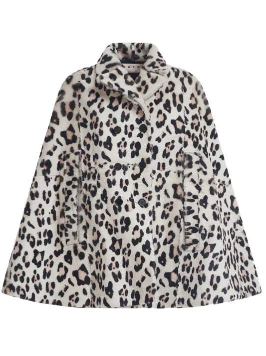 Leopard-Print Wool Cape