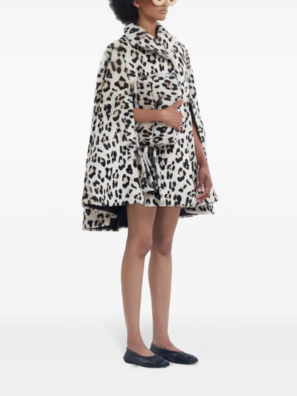 Leopard-Print Wool Cape