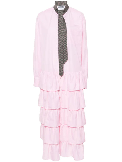 Attached-Tie Midi Dress