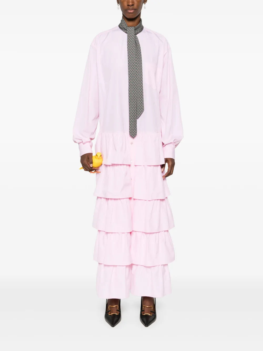 Attached-Tie Midi Dress