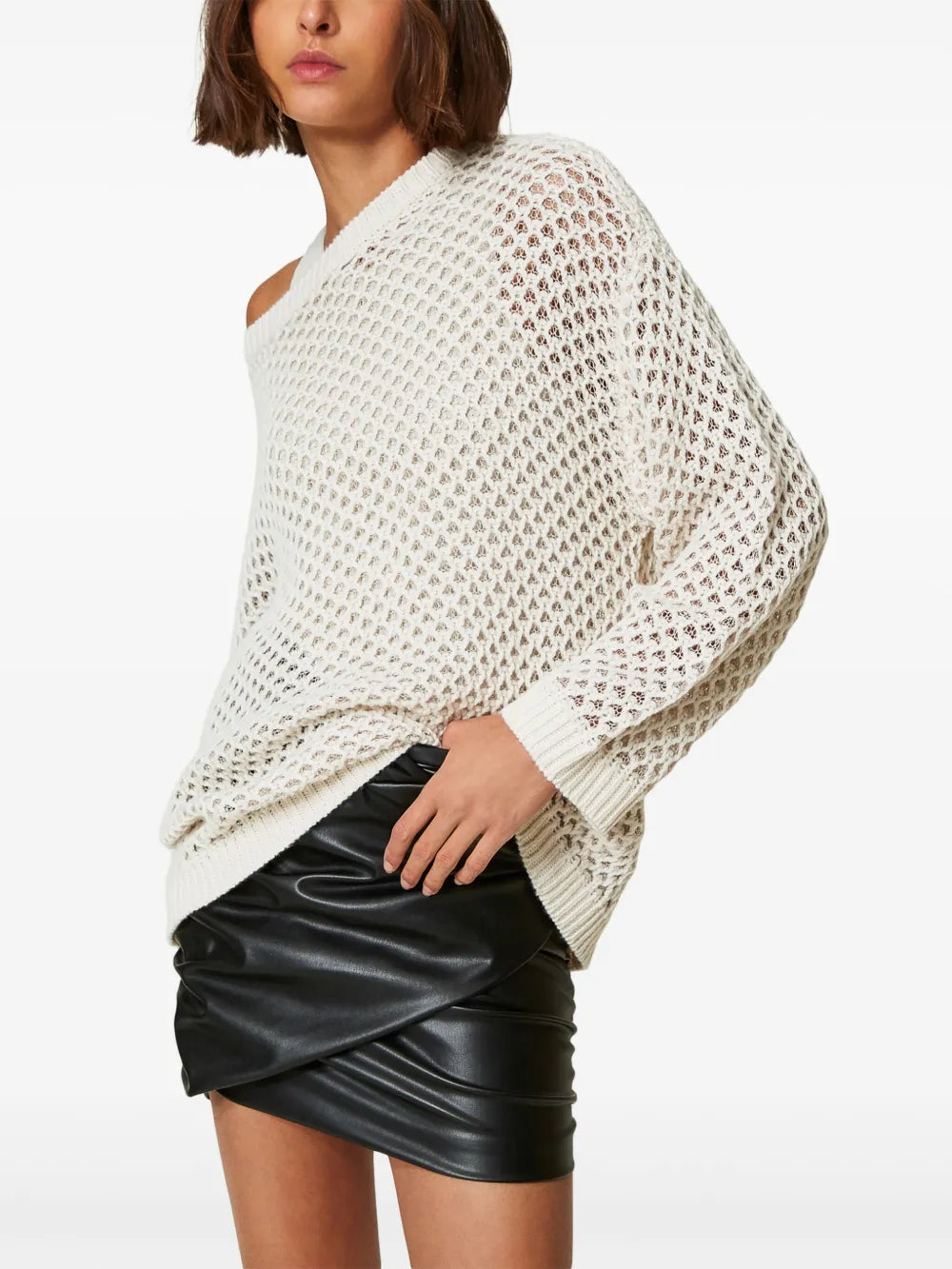 Lurex-Detail Open-Knit Sweater
