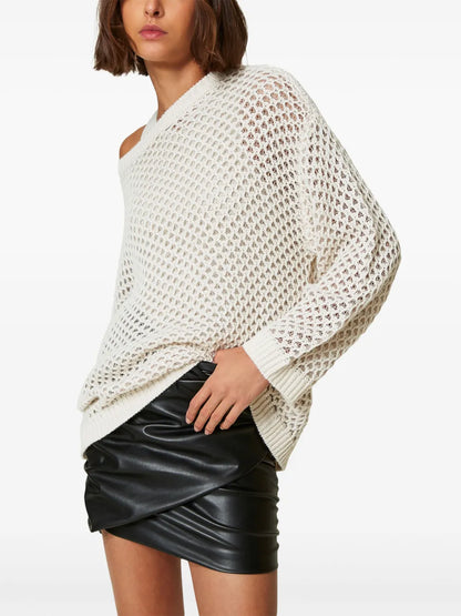 Lurex-Detail Open-Knit Sweater