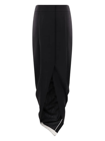 Draped-Design Midi Skirt