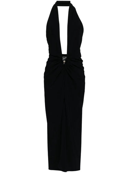 Pierced Orbit Halter Slit Dress