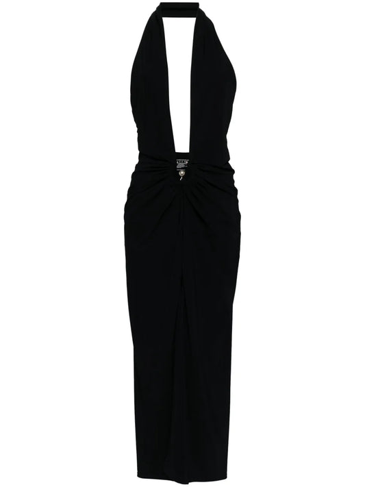 Pierced Orbit Halter Slit Dress