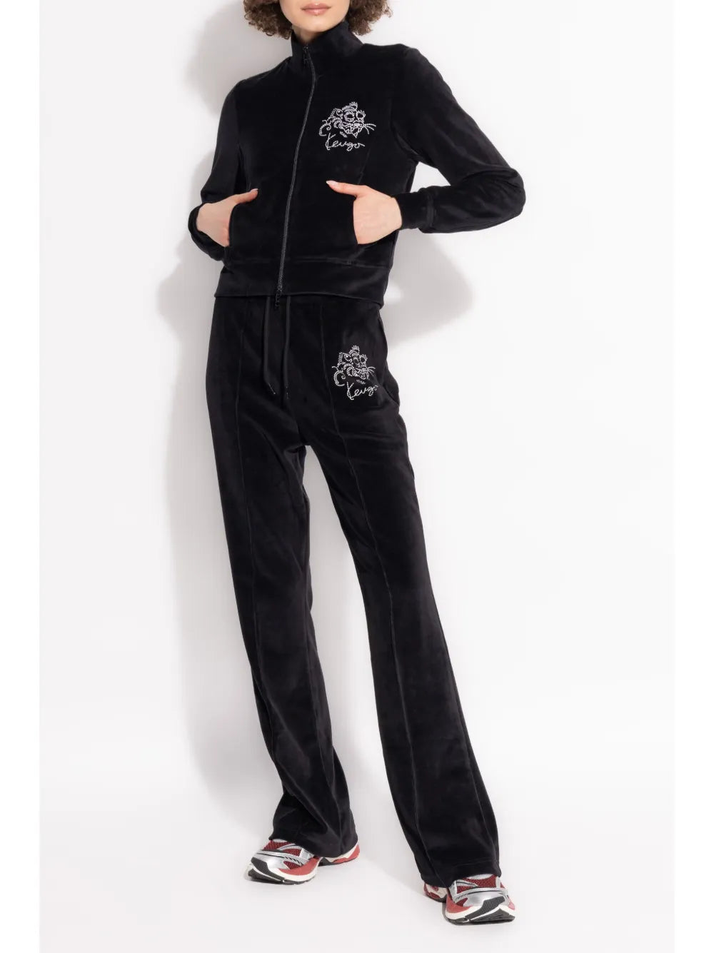 Logo-Embroidered Velvet Hoodie