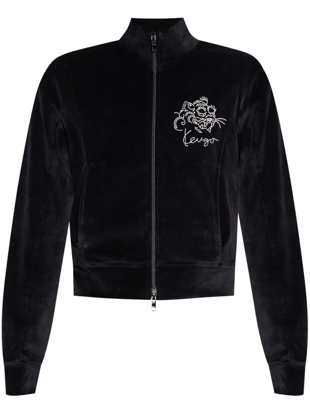 Logo-Embroidered Velvet Hoodie
