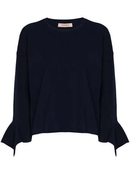 Ruffled Crew-Neck Sweater