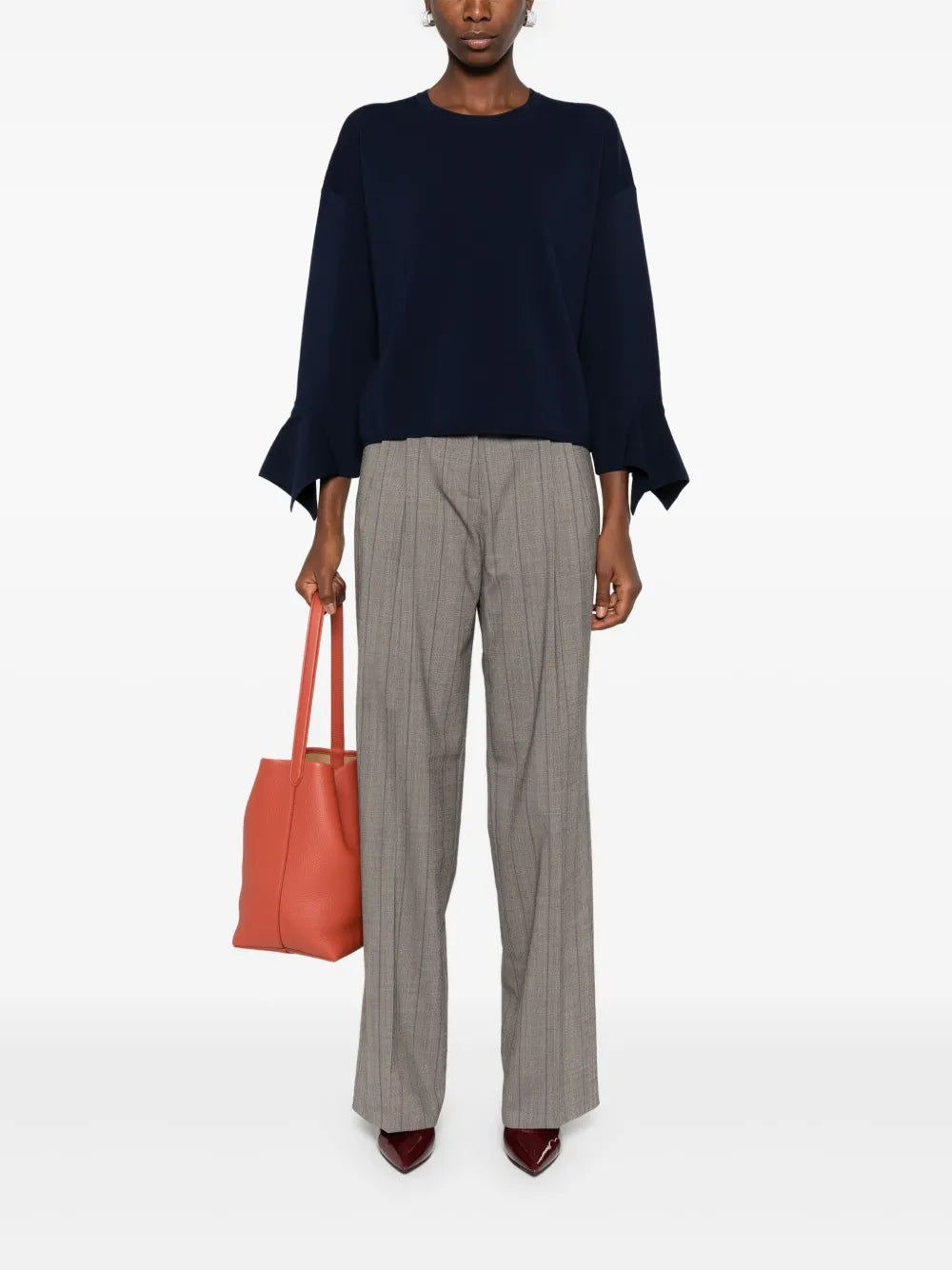 Ruffled Crew-Neck Sweater