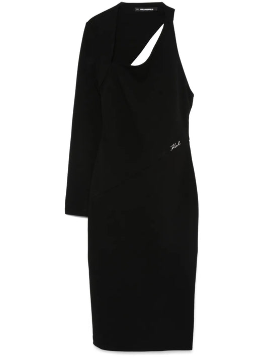 Asymmetric Jersey Midi Dress