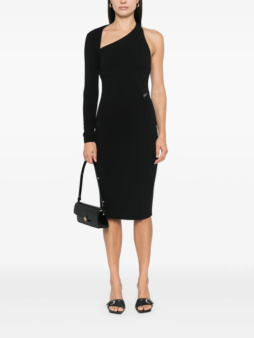Asymmetric Jersey Midi Dress