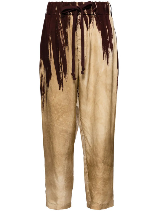 Abstract Pattern Print Drawstring Trousers