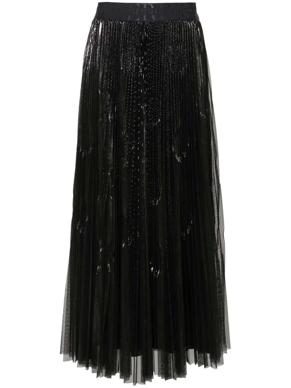 Laminated Pleated Maxi Skirt