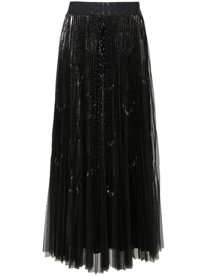 Laminated Pleated Maxi Skirt