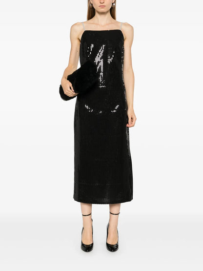 Sequinned Twill Midi Dress