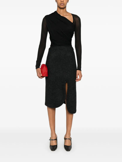 Padded-Trim Midi Skirt