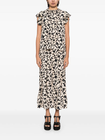 Graphic-Print A-Line Skirt
