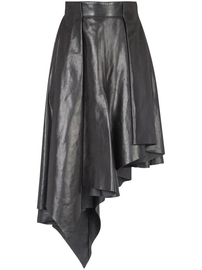 Asymmetric Leather Skirt