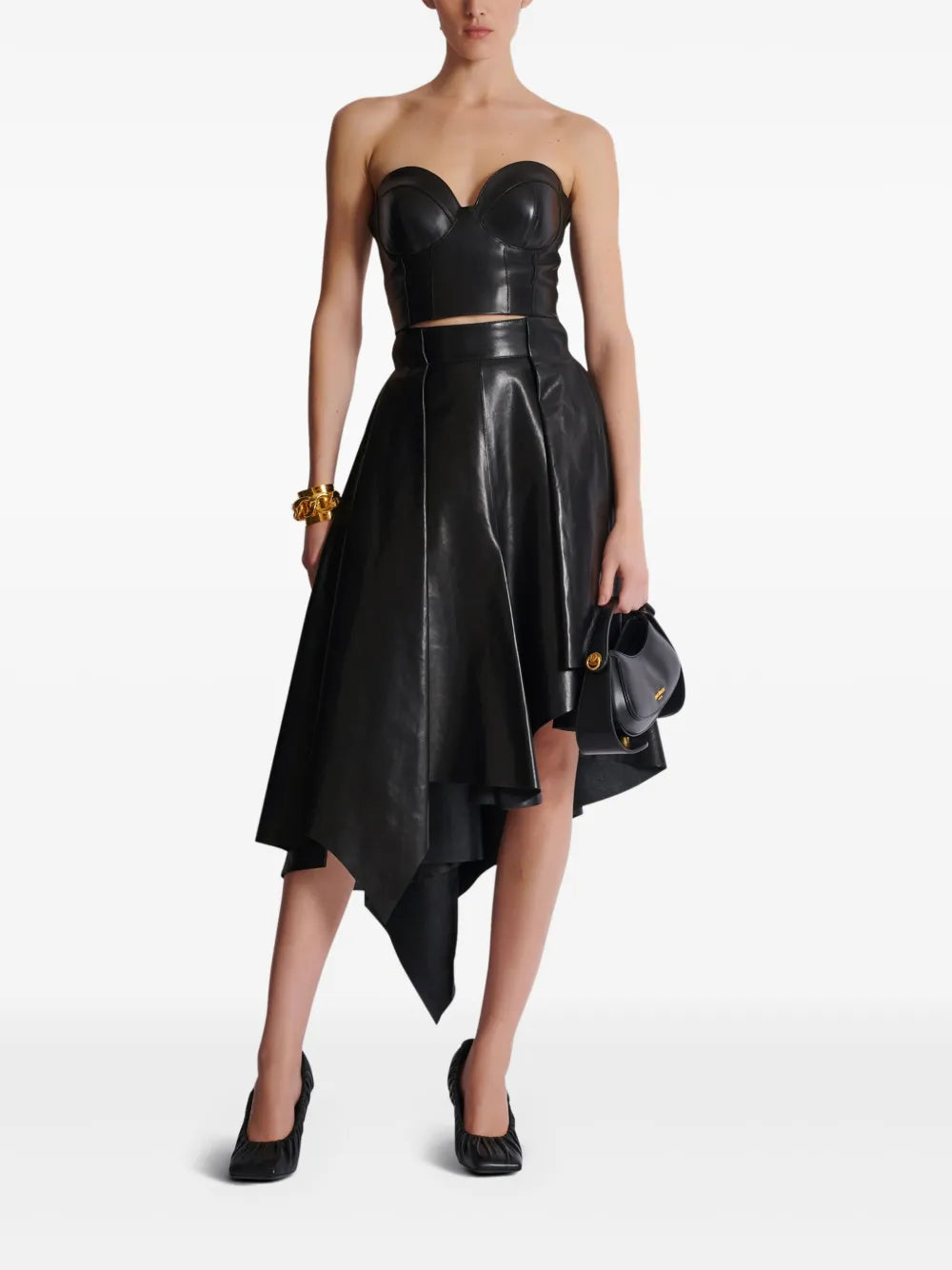 Zip-Up Leather Corset Top