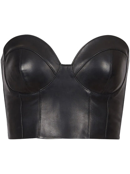 Zip-Up Leather Corset Top