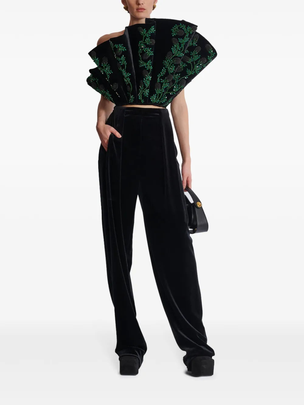 Pleated Velvet Trousers