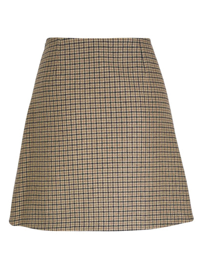 Check-Pattern Straight Skirt
