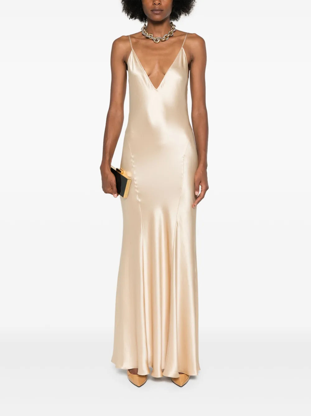 Silk V-Neck Maxi Dress