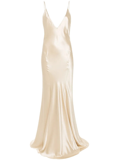 Silk V-Neck Maxi Dress