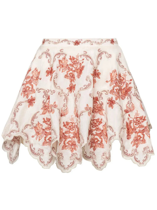 Retrato Florero Embroidered Mini Skirt