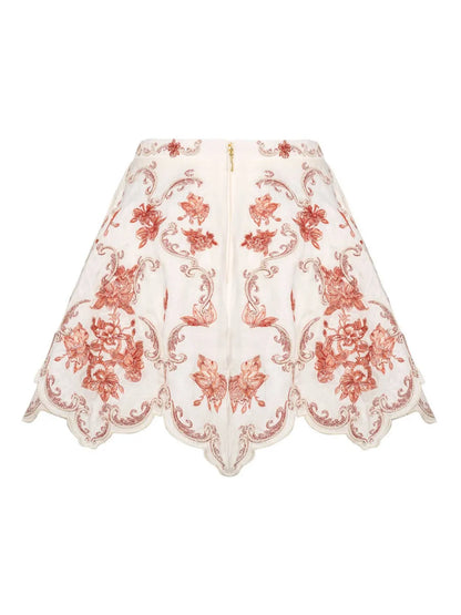 Retrato Florero Embroidered Mini Skirt