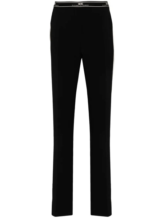 Side-Band Crepe Straight Trousers