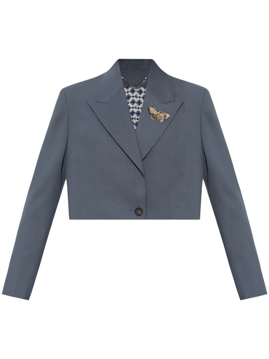 Brooch Detail Cropped Jacket