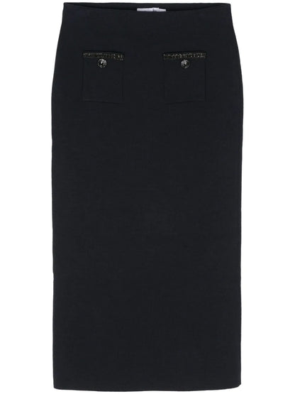 Embellished Straight Midi Skirt