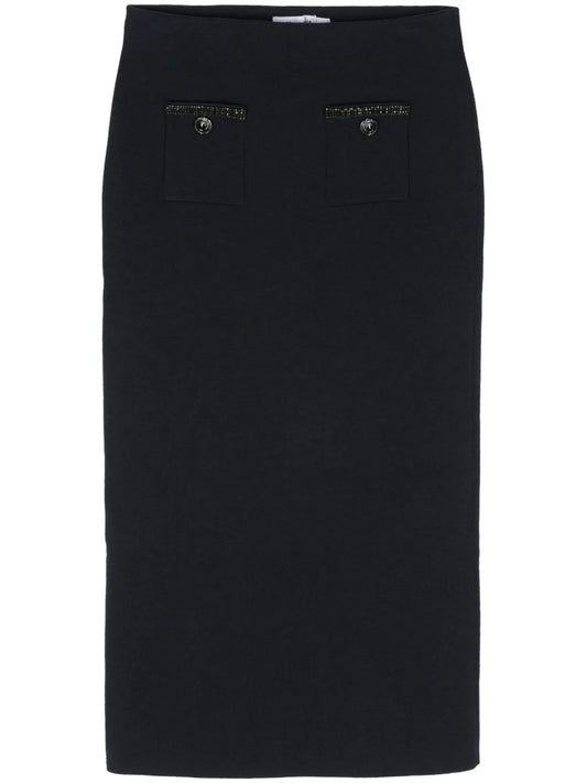 Embellished Straight Midi Skirt